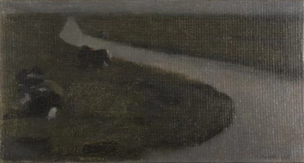 Paesaggio dei polder con fossato di irrigazione e due mucche - Lés, Avignon, Kunstmuseum Den Haag